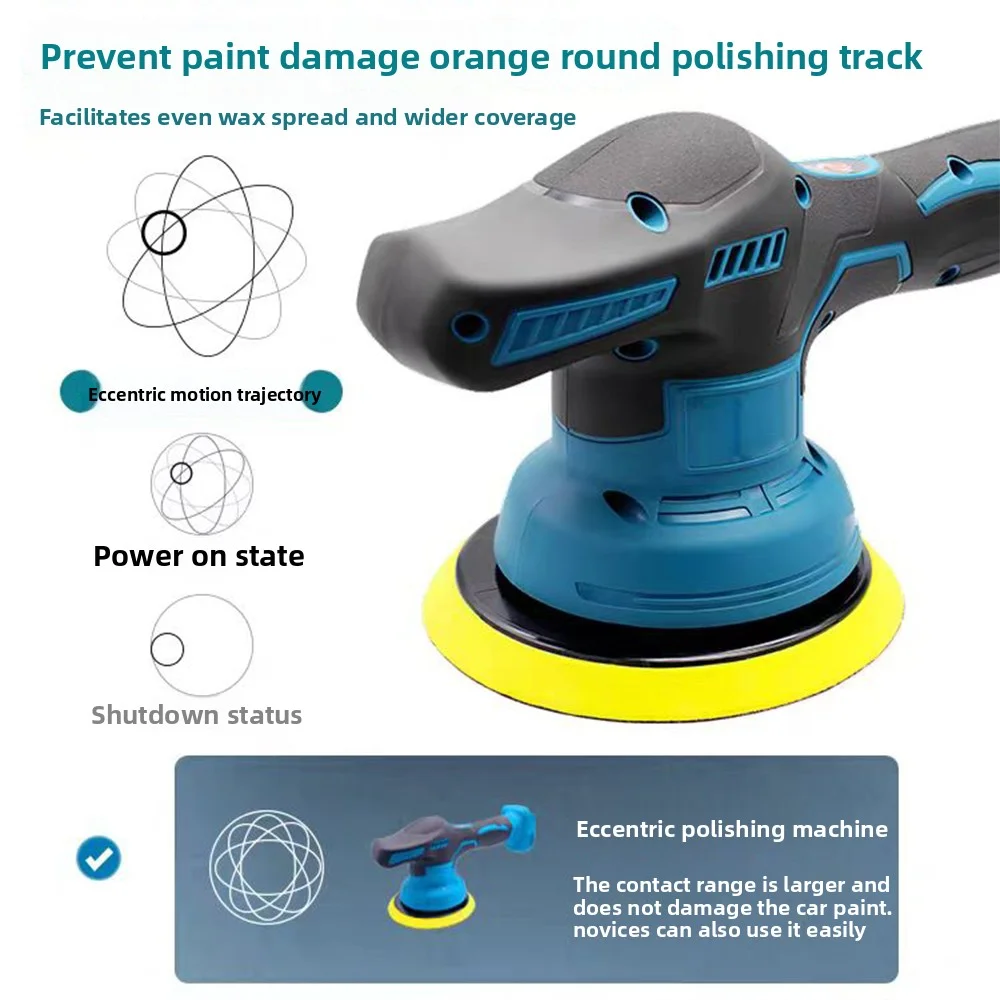 Cordless Car Polisher 8 Gears Adjustable Auto Electric Waxing Sanding Sealing Glaze Tool Fit Dewalt/Milwaukee/makita 20V Battery - view 3