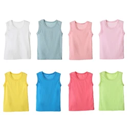 Summer 2-9T Boys Sleeveless O-neck Solid Color T-shirt Boys Fashion Cotton Casual Sports Fitness Basketball Vest