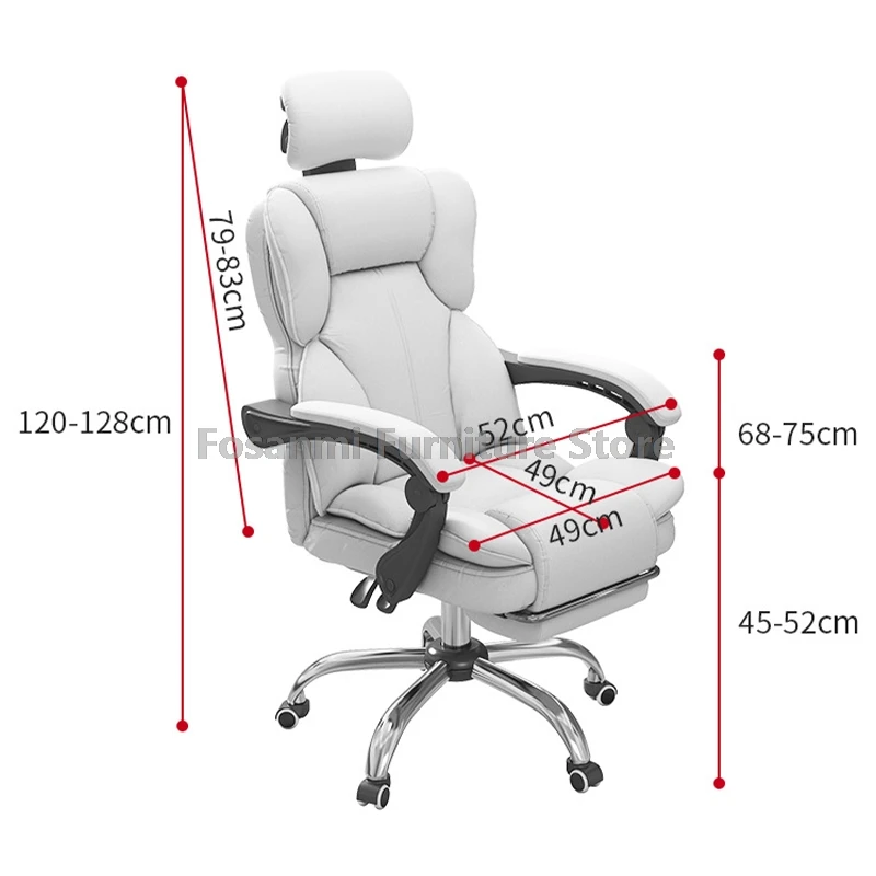 높이 조절 가능한 홈 게임 책상 의자 사무실 편안한 가죽 회전 의자 리클라이닝 게이머 라텍스 쿠션 컴퓨터 의자