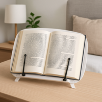 Multi-Function Adjustable Reading Book Stand Sturdy Foldable Book Holder Elastic Page Clips Ergonomic Desktop Riser Coffee Table