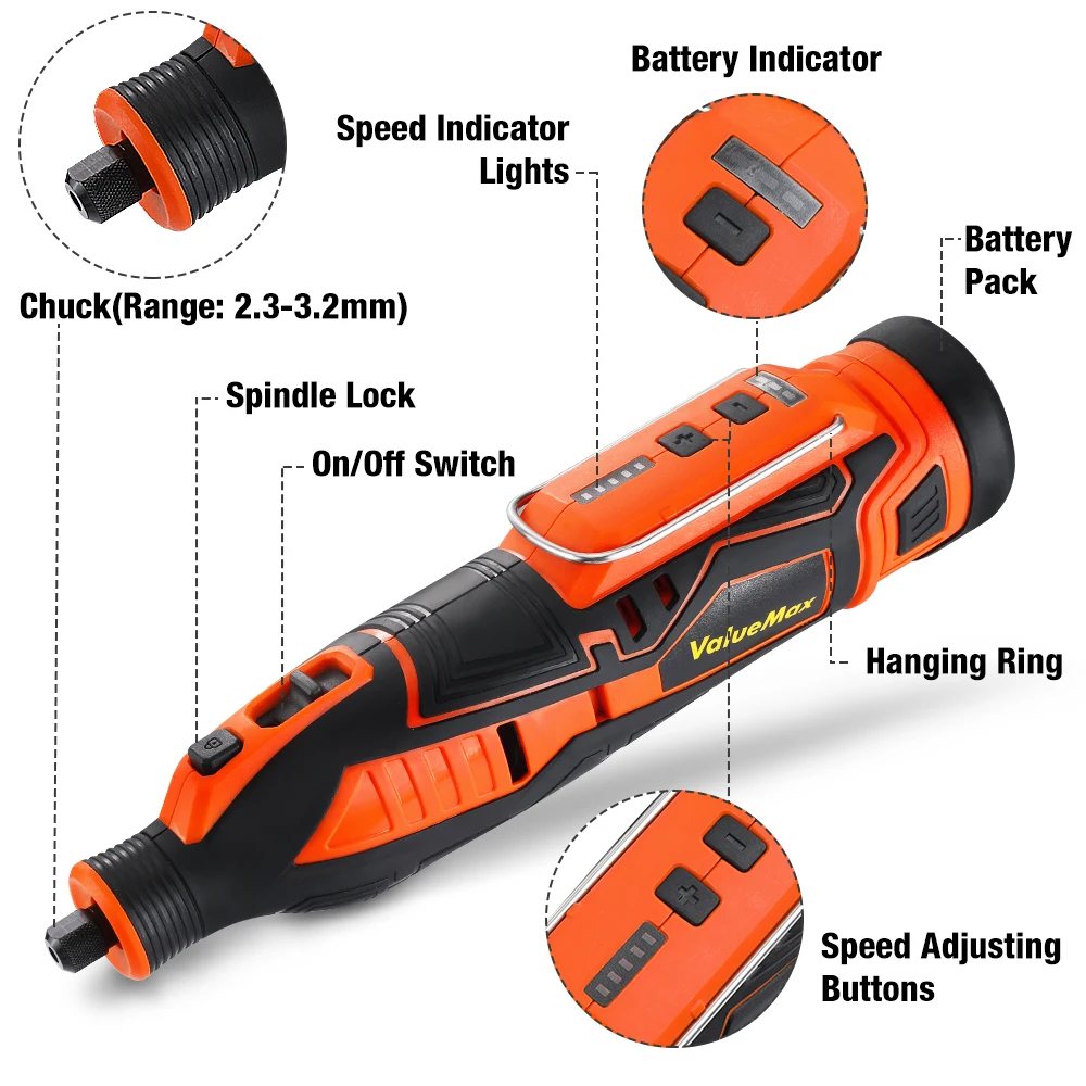 VALUEMAX 12V LI-LON Sans Fil à Distance Électrique Outil à Main (VDE PLUG) Charge Rapide 5 Vitesse Outils pour Ministres les propositions Polissage