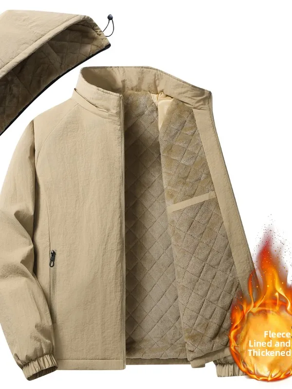 

Men's Fce Lined Jaet Winter Thi Warm Casual Loose Fit Coat Detachable Hat Outdoor Sport Polyester Fiber Long Sve Zi...