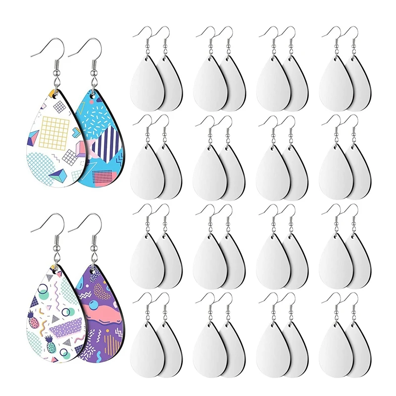 

Unfinished Teardrop Earring Blank Heat Transfer Earring Wire Hook Earring Pendant Craft Supply For DIY Jewelry Making