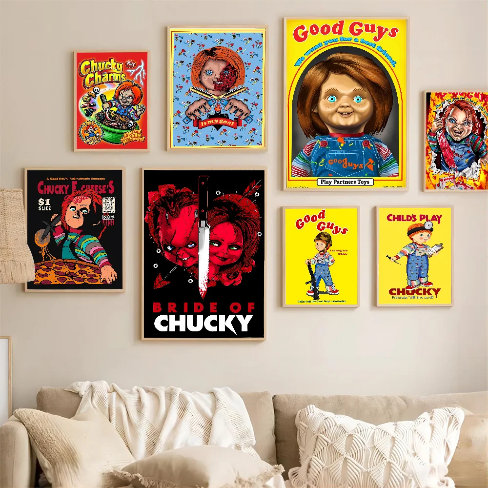 Classic Chucky Horror Movie Whitepaper Poster Waterproof Paper Sticker Coffee House Bar Aesthetic Art Wall Painting