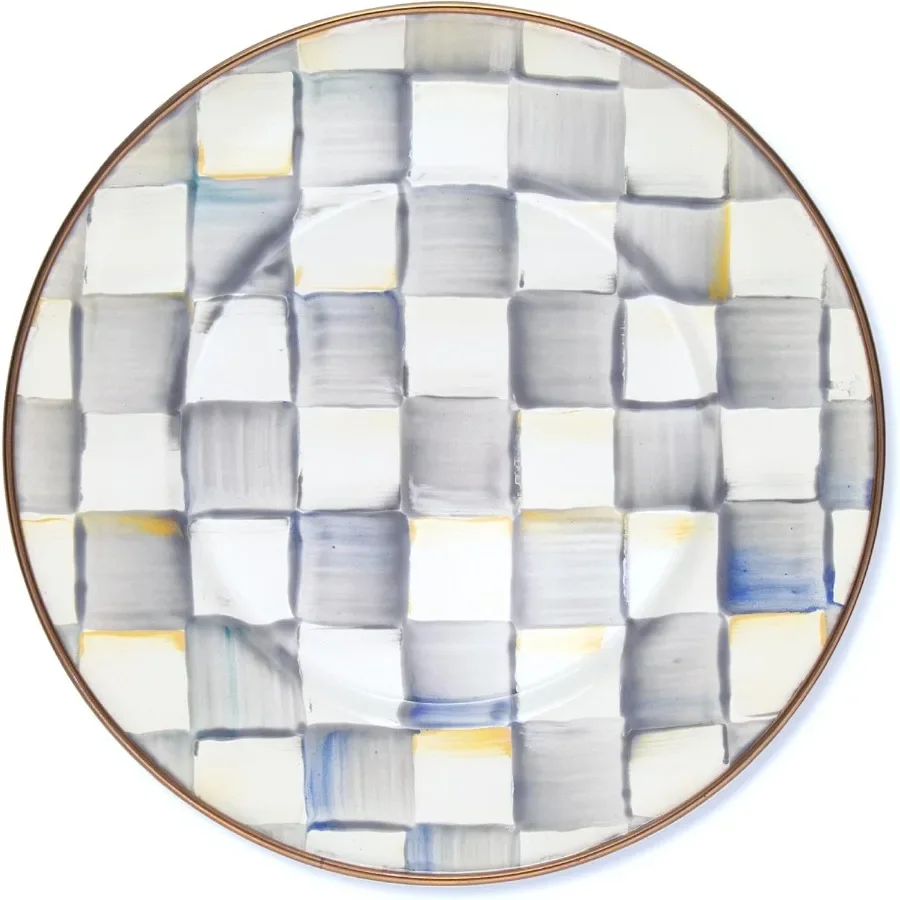 

Enamel Salad and Dessert Plate Small Plate for a Dessert or Appetizer Dish 8 Inches GrayandWhite Sterling Check