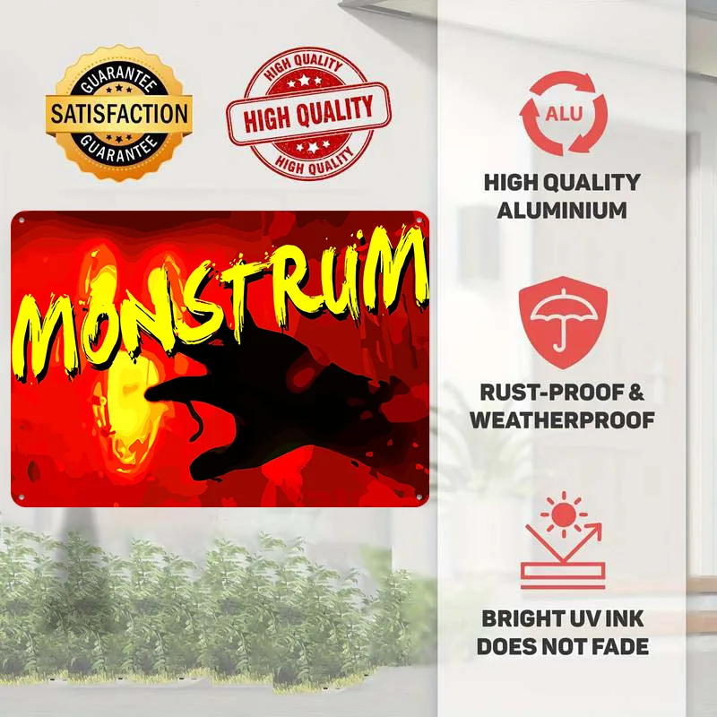 Monstrum Game Title Art 3D Texture Metal Poster Customized Wall Art Tin Sign Gift for Mancave Luxury Decoration Home Decorations