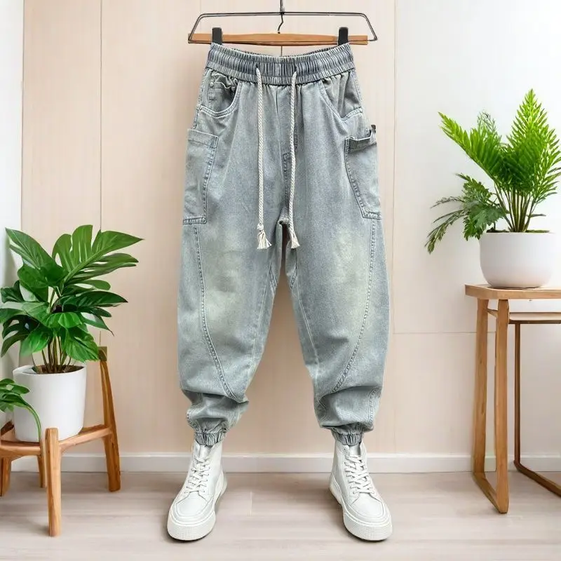 

Menswear Clothing Handsome Jeans Men's 2025 New Multi-pocket Loose Leggings Washed Retro Baggy Cargo Denim Harlan Pants