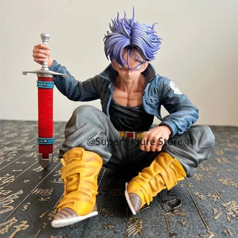 드래곤 볼 트렁크 액션 피규어 동상 자동차 장식품 미래 전사 모델 장난감 GK Saiyan 앉아 위치 Torankusu 입상