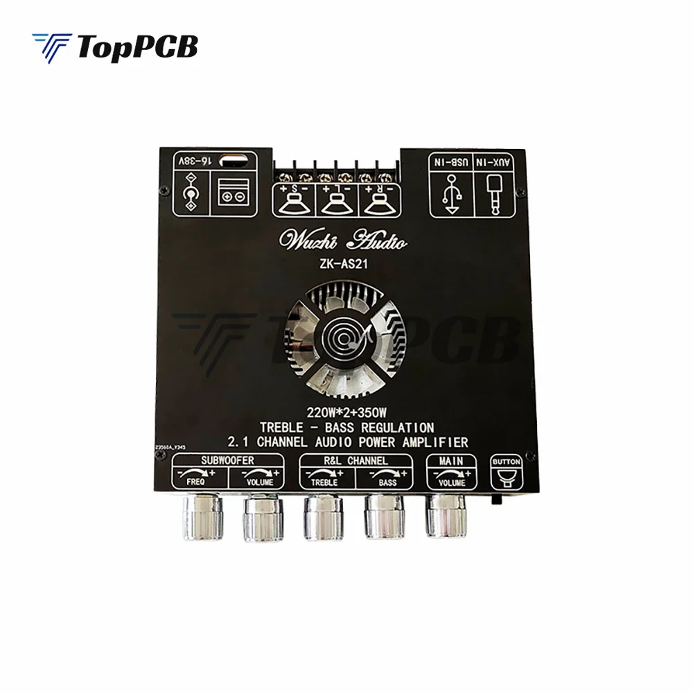 Imagem -04 - Módulo Placa Amplificador de Potência Digital Bluetooth Subwoofer de Tom Alto e Baixo Tone Alto e Baixo 220w x2 350w Zk-as21 2.1 Canais Tpa3255