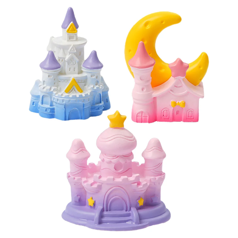 

3Pcs Charming Resin Castle Miniature Garden Decor Micro Landscape Accessories for Desktop Models and Outdoor Spaces