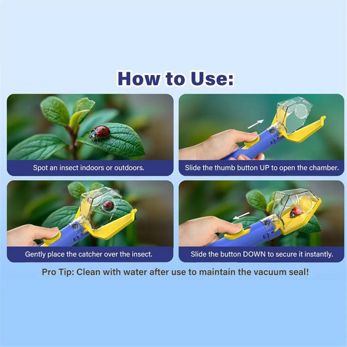 A48U Multi Portable Insect Catcher Push Type Transparent Observer Box Bug Catcher STEM Educational Exploration Tool B