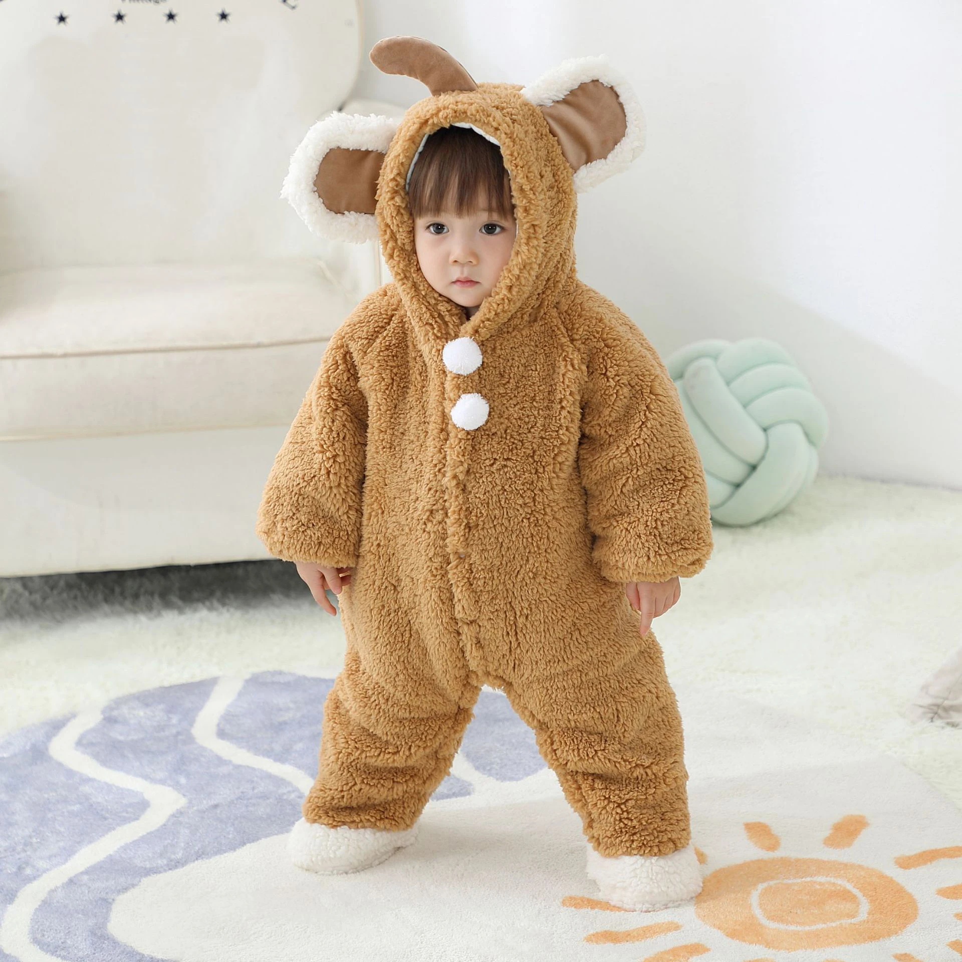 

0-12M Newborn Baby Girl Romper Footies Thicken Warm Infant Boy Jumpsuit Toddler Clothing Winter Children Outerwear Outfit A712