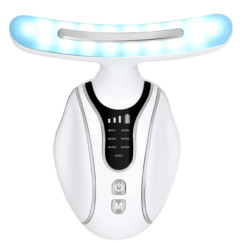 Neck Beauty Device, 7 Colors Light, Face Neck Body Beauty Massage, Thermostatic Heat, White