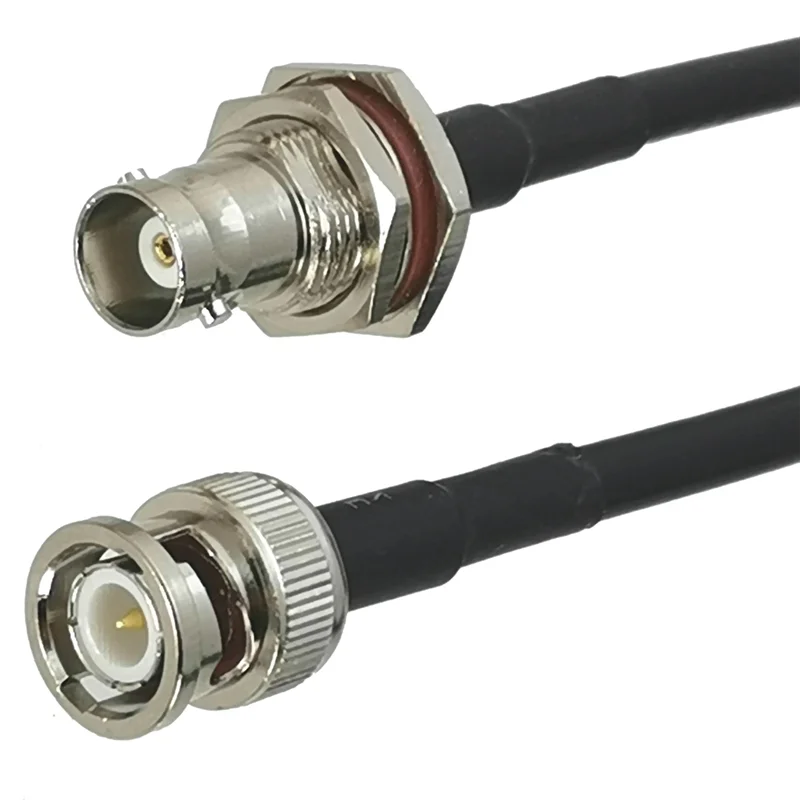 5 peças rg58 bnc plugue macho para bnc fêmea jumper cabo jack anteparo crimp conector 50cm pvc + cobre rf trança cabo de ligação coaxial