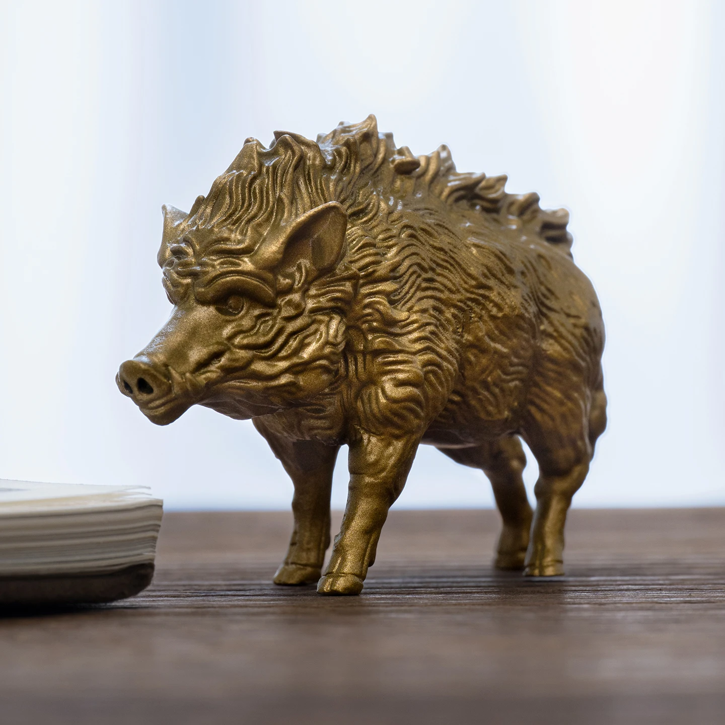 Solid Brass Wild Boar Figurine, 5cm Vintage Pig Statue, Paperweight, Feng Shui Wealth Home Office Decoration,Animal Model