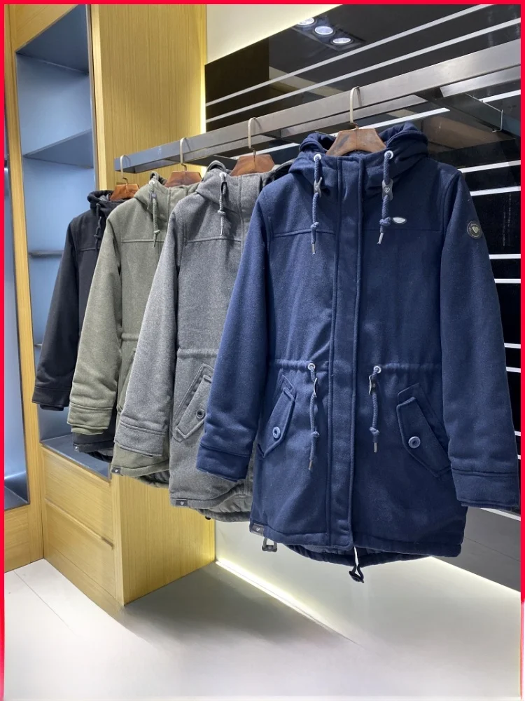 

Women's Thiened Cotton Jaet Hooded Dstring Waist Slimming Mid-Length Anti-Fur Coat Warm Commute Sle Polyester Fiber