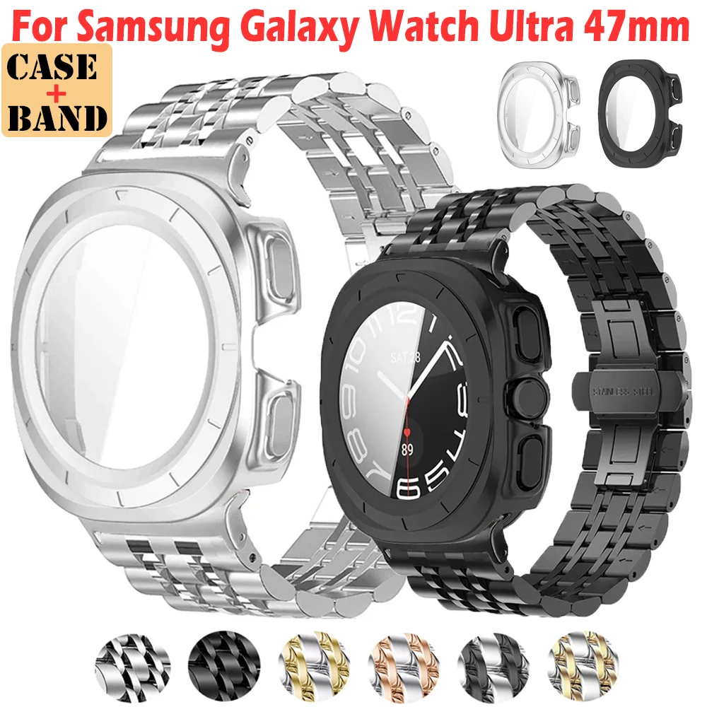 

Ремешок из закаленного стекла для Samsung Galaxy Watch Ultra 47 мм, металлический мужской браслет для Samsung Watch Ultra 47 мм