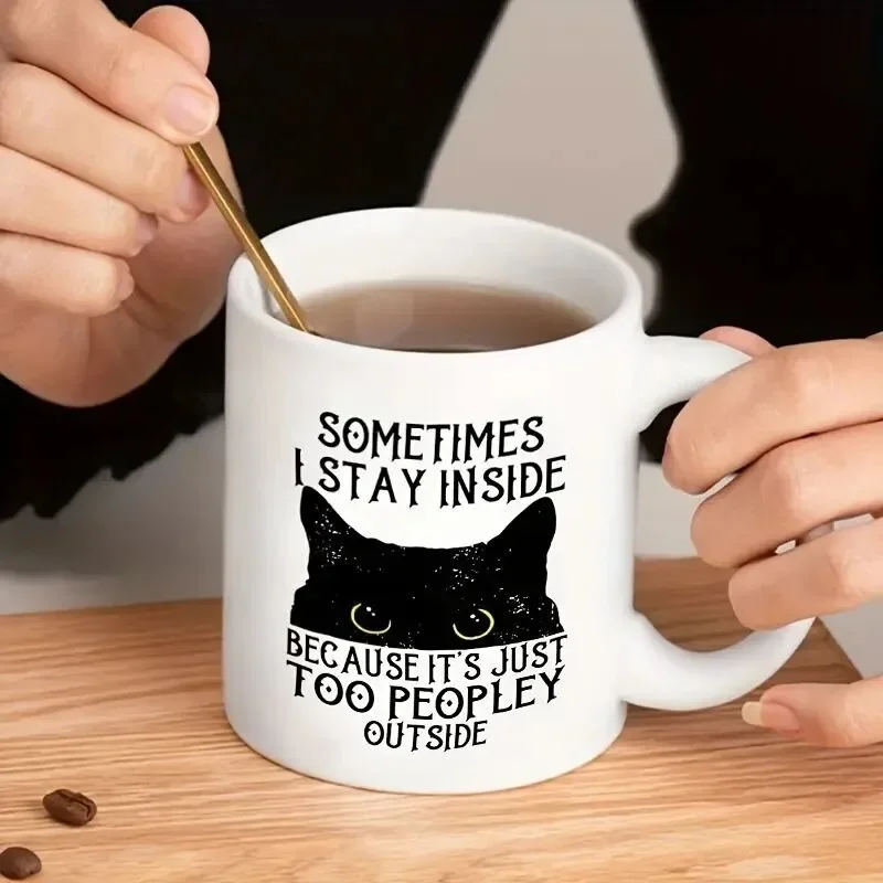 Seriously Cat Coffee Mug Funny Coffee Cute Animal Gift Tea Cup Ceramic Coffee Mugs Birthday Appreciation Thank You Gifts Decor