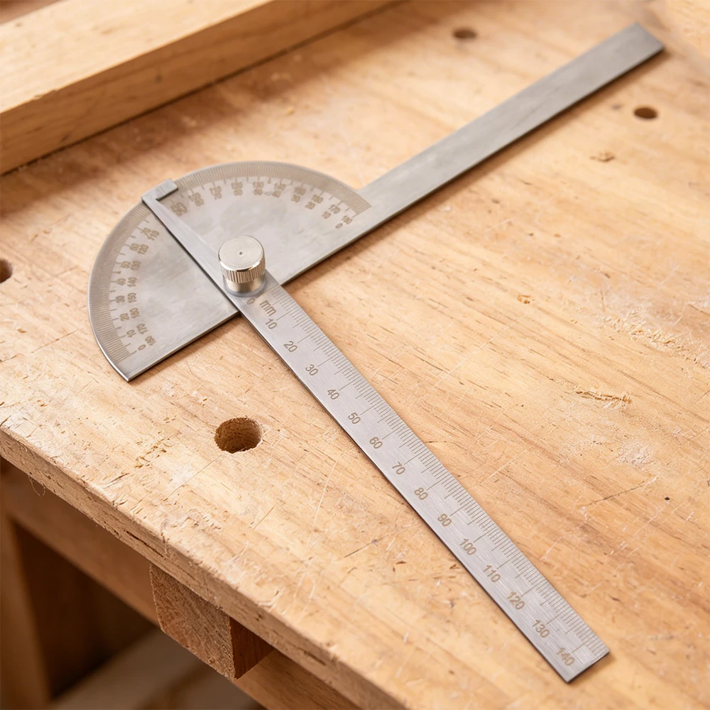 Stainless Steel Protractor 180 Degrees Two Arm Ruler Adjustable Angle Protractor Woodworking Ruler Craftsman Angle Measure Tool