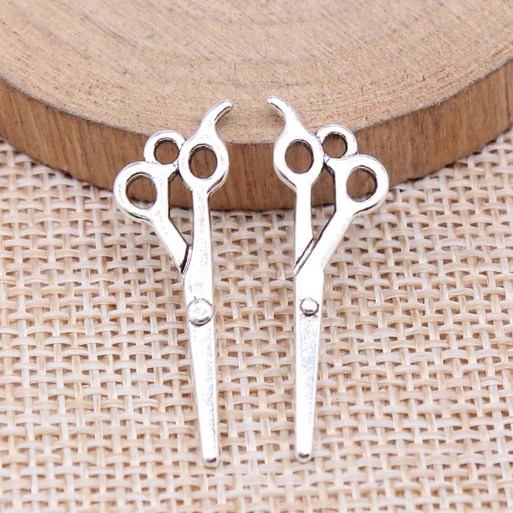 WYSIWYG 20pcs 30x12mm Antique Silver Color Scissors Charms For Jewelry Making