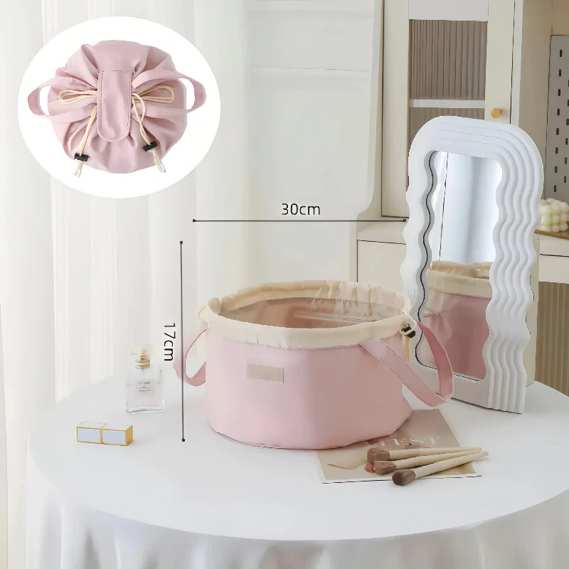 حقيبة تنظيم أنيقة ومرتبة مقاومة للماء ومتعددة الوظائف وبساطة برباط كسول حقيبة مستحضرات التجميل حقيبة دلو مستحضرات التجميل