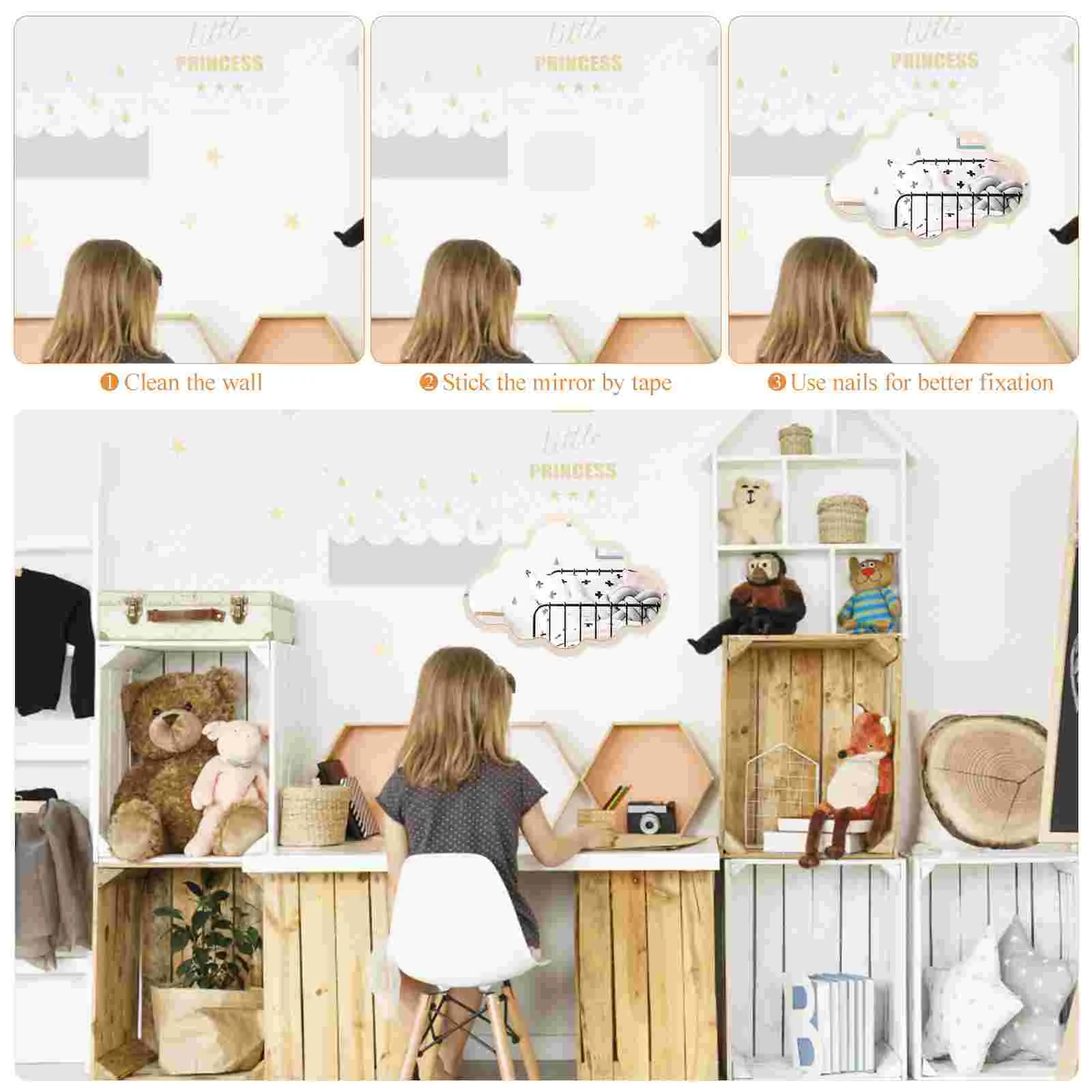 Nordic Verschillende Stijlen Kinderen Veiligheidsspiegel Decoratie Ambachten Baby Houten Spiegel Kinderspiegel Tafelbladspiegel