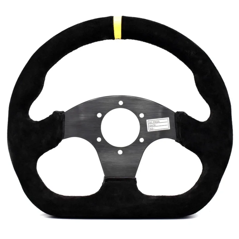 D-Shape Flat Drift Car Sport Steering Wheel OM Universal Suede Steering Wheel