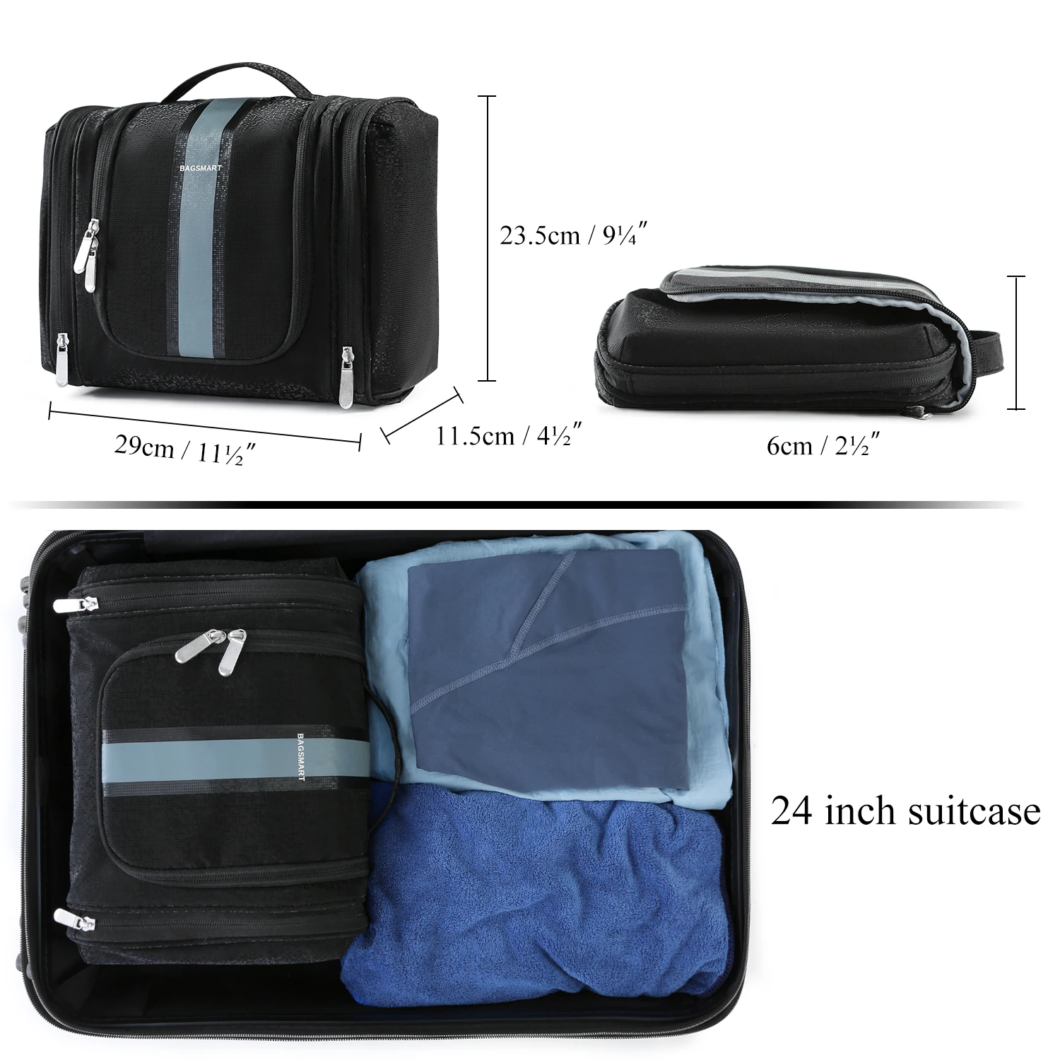 BAGSMART Hanging Makeup Bag Women Fashion Transparent Toiletry Bag Waterproof Cosmetic Storage Contain Case Men Travel Organizer