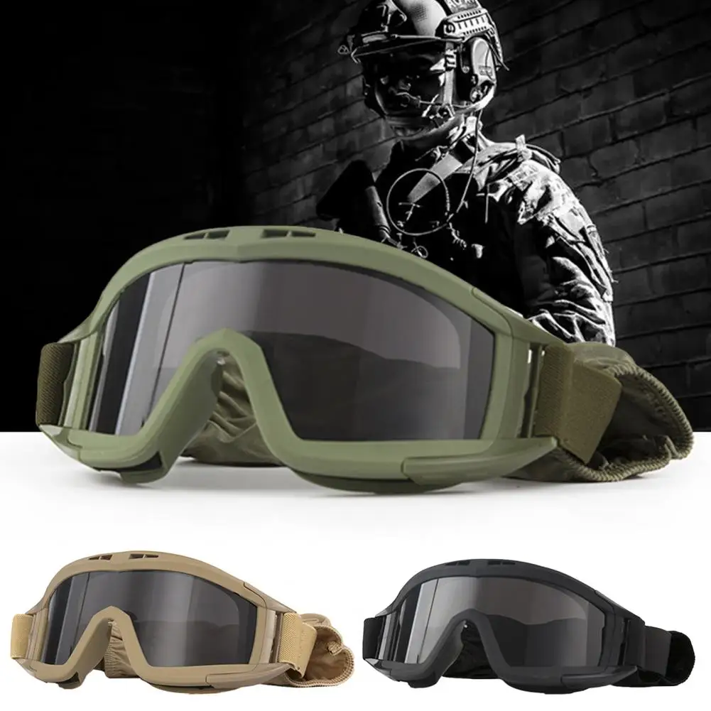 Airsoft Goggles Desert Locust Goggles Anti Fog Safety Glasses Eyewear With 3 Interchangeable Lenses For Outdoor Cycling Glasses