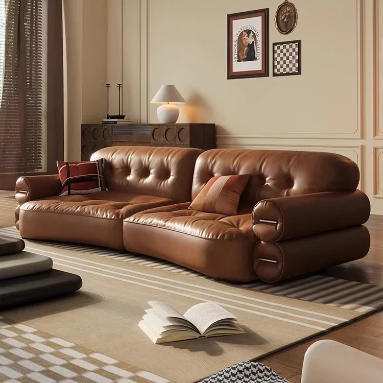 

Luxury American Style 3-Seater Sofa Modern Luxury Genuine Leather Convertible Design for Hall & Bedrooms