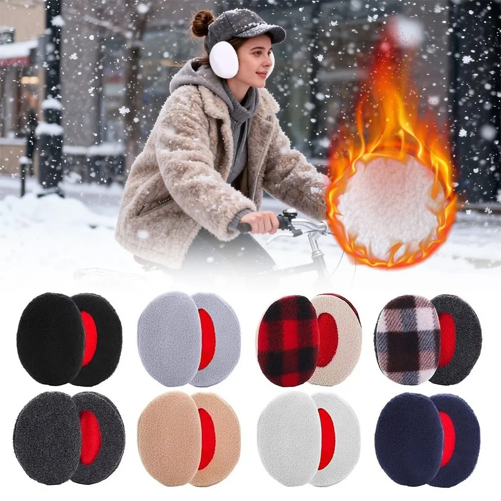 إكسسوارات عصرية من الصوف المنفوش بدون حمالات لتدفئة الأذن الدافئة لحماية الأذن أغطية الأذن المقاومة للرياح قفازات الأذن الناعمة للأنشطة الخارجية