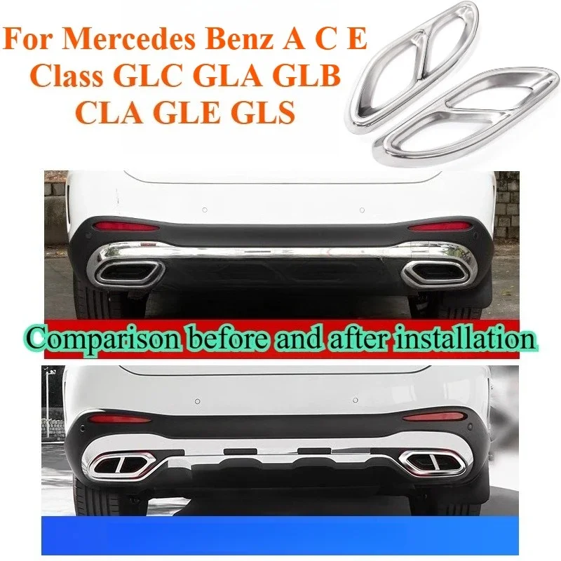 For Mercedes Benz A C E GLC GLA GLB CLA GLE GLS Quad Exhaust Tailpipe Trim Decorative Cover Car Accessories Exterior Styling