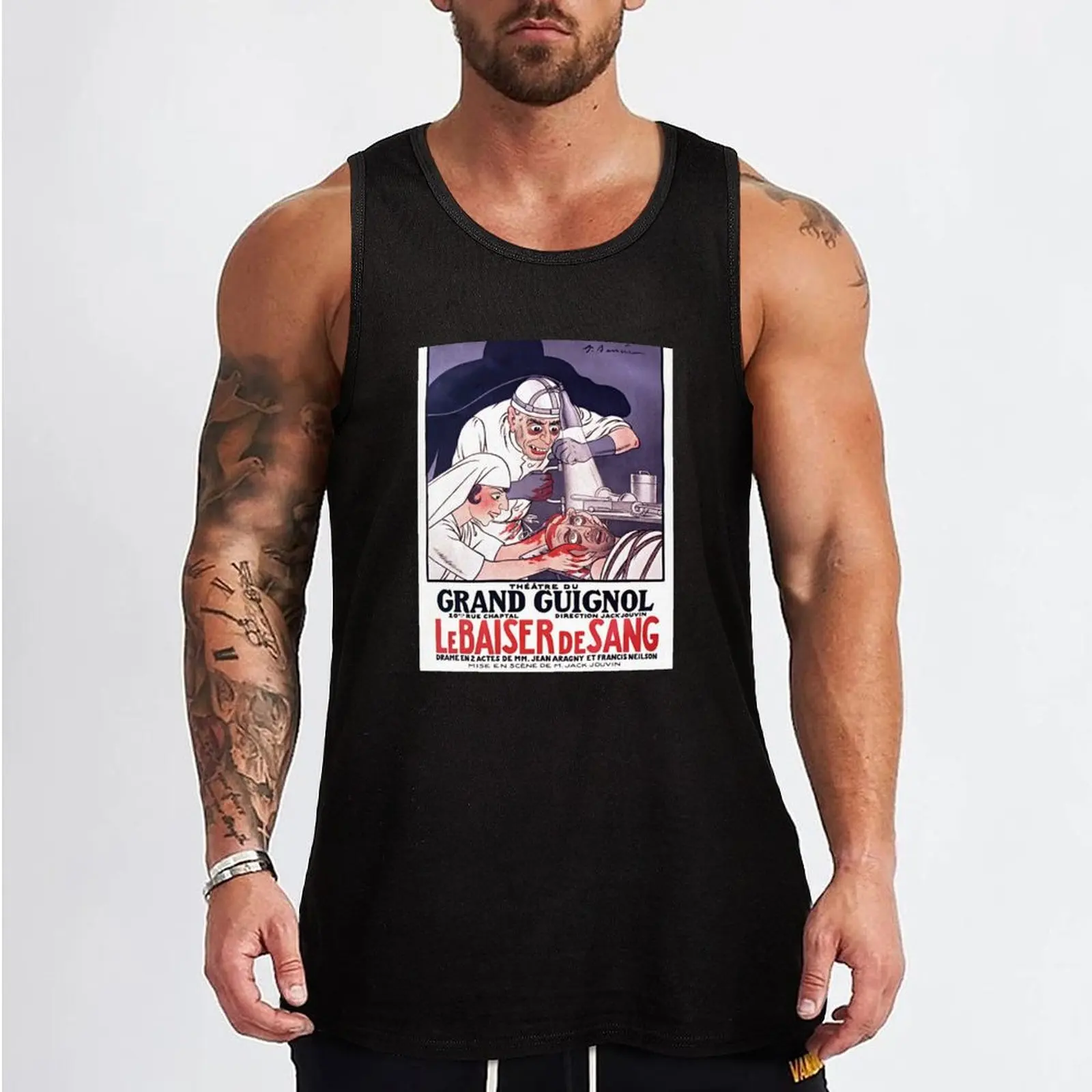 Théatre du Grand Guignol de Paris. Le Baiser de Sang Tank Top vest men bodybuilding men clothes t-shirts for Men's gym gym