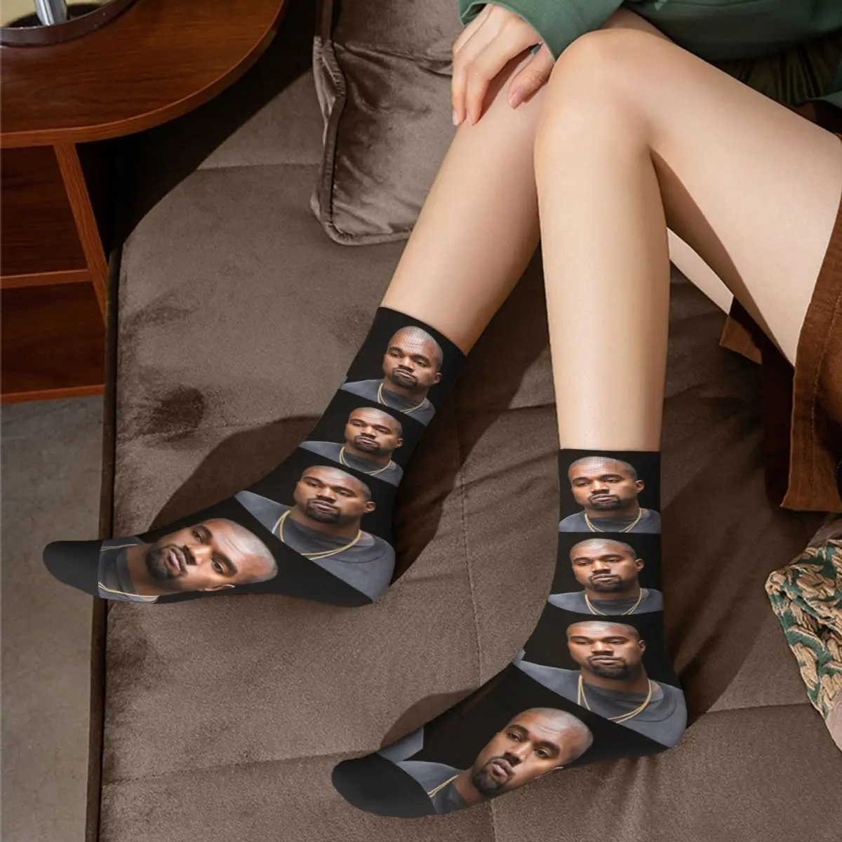 Kanye West Meme Face Socks Men Women Polyester Casual Socks Harajuku Spring Summer Autumn Winter Middle Tube Socks Gift image 5