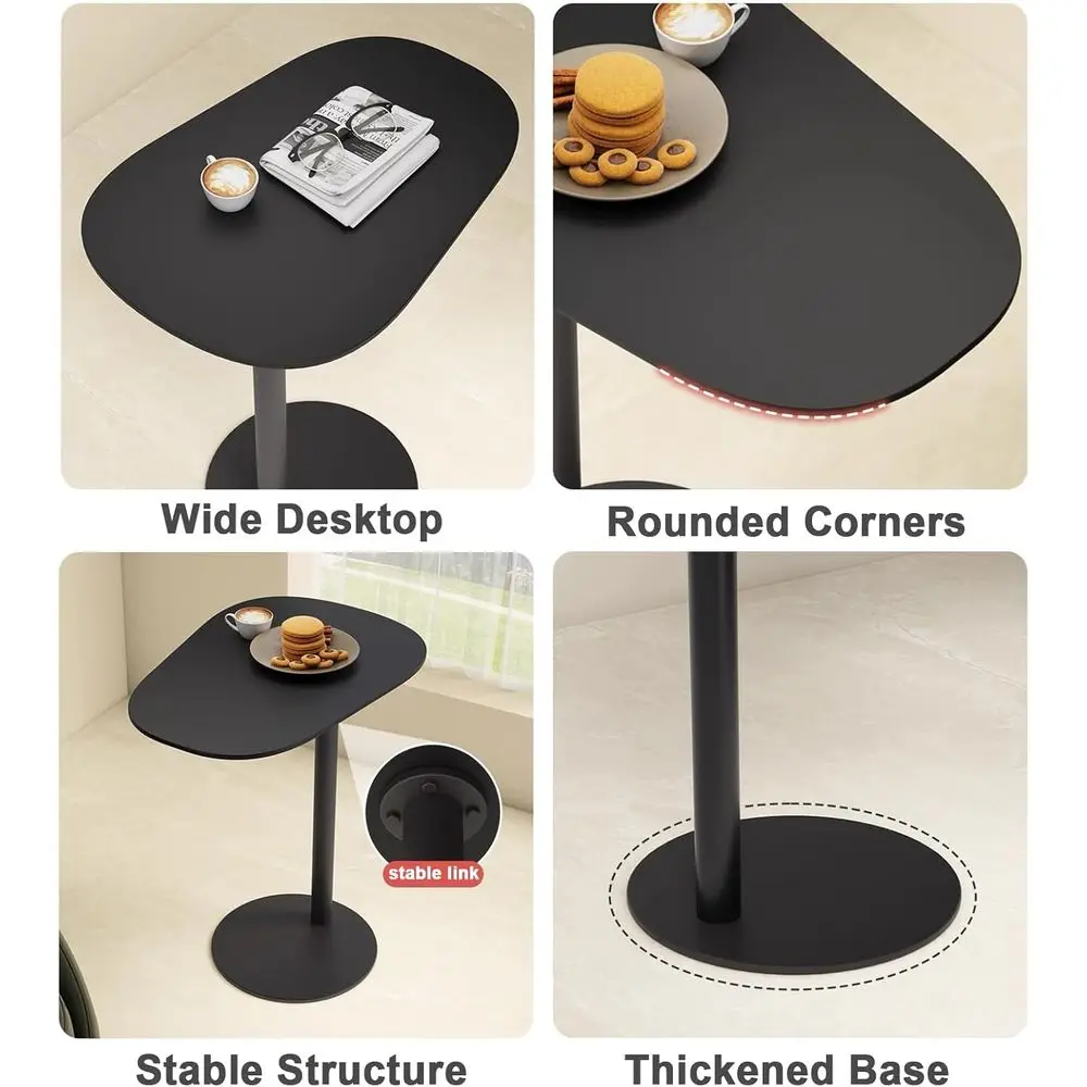 C-Shaped Metal Side Table for Small Spaces,Modern End Table with Round Base,Slim Small Couch Sofa Table,Round Bedside Table,Acce