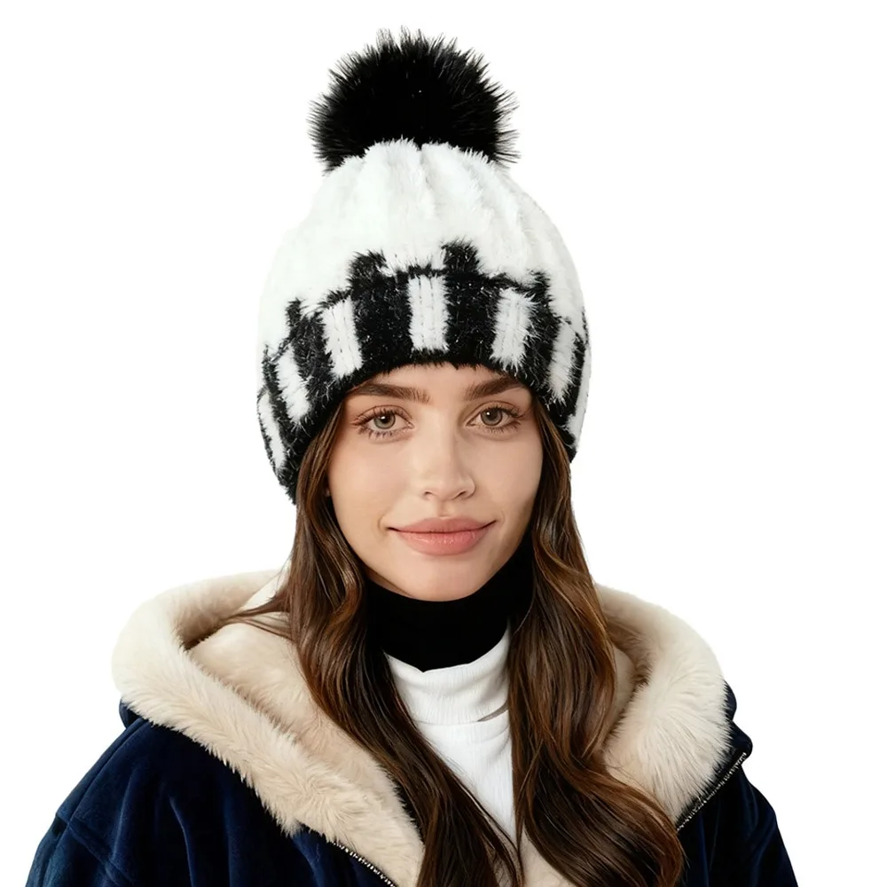 

Fashion Warm Winter Hat Ear Protection Thickened Beanie Hats Casual Elastic Knitted Cap for Men Women