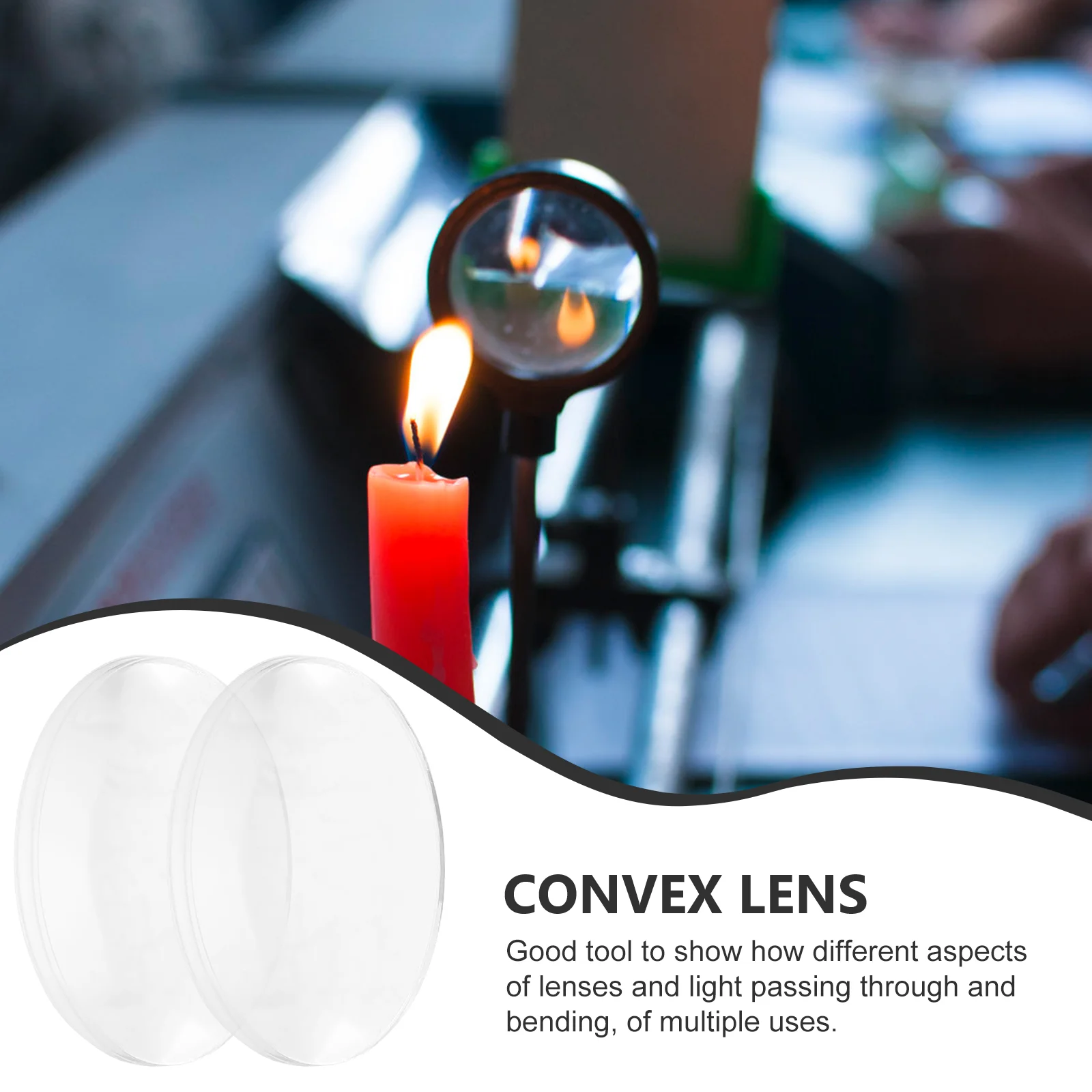 60 Pcs Telescope Biconvex Lens Transparent Optical Lenses Physics for Laboratory Suite Double