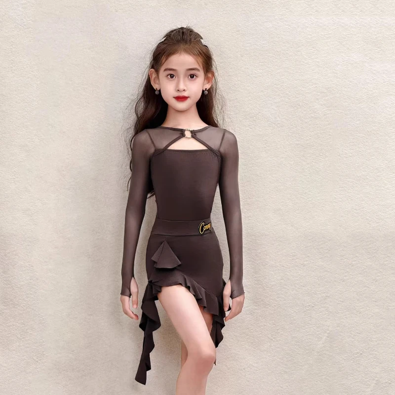 Profesjonalna sukienka do tańca latynoamerykańskiego dla dzieci, strój na występy taneczne: tango, salsa, samba, taniec towarzyski, kostium sceniczny.