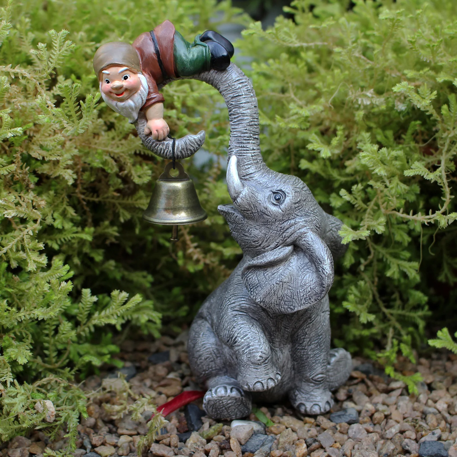 Garden Ornament Elephant Dwarf Statue Decorative Resin Figurine for Patio Yard Villa Balcony Outdoor Art Gift Decoration