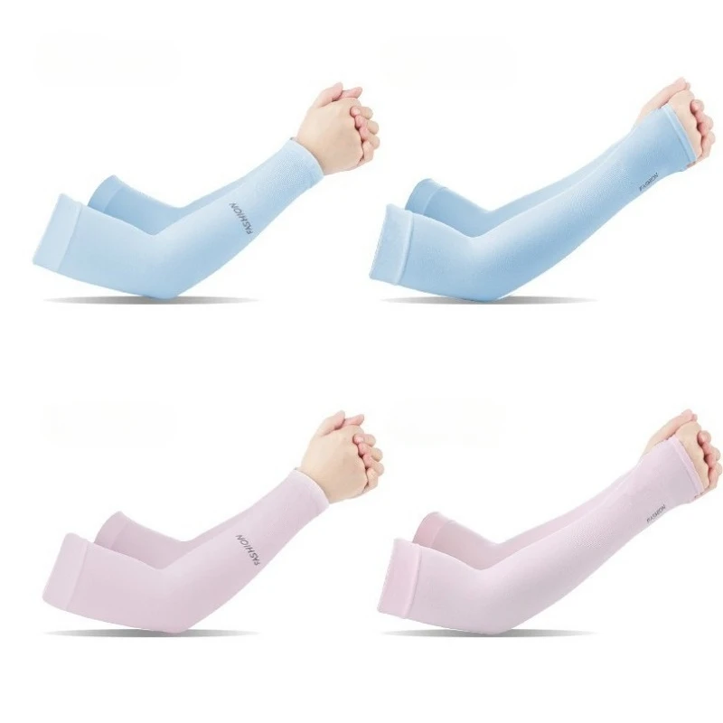 زوجان من أكمام الذراع المصنوعة من الحرير الجليدي للشمس للجنسين في الصيف للحماية من الشمس مناسبة للركوب في الهواء الطلق والقيادة وصيد الأسماك #5