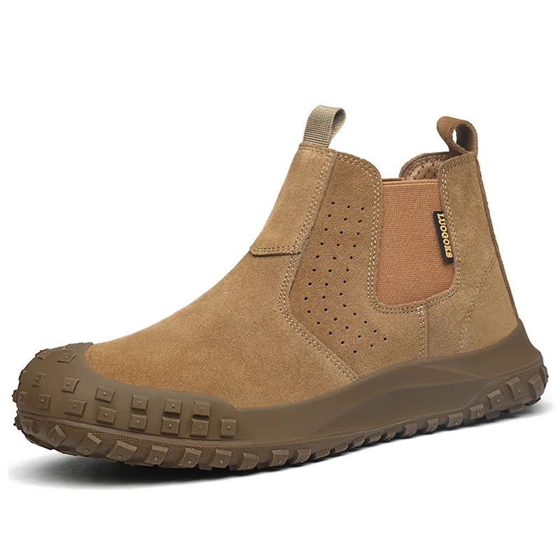 men fashion breathable steel toe covers work safety boots cow suede leather welding shoes summer worker safe footwear protection
