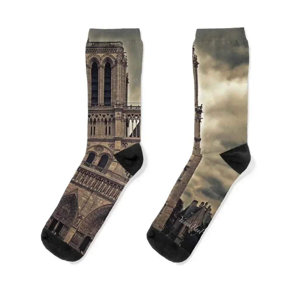 

Notre-Dame de Paris Cathedral - Cathedral Socks New year's with print anti slip football retro Man Socks Women's