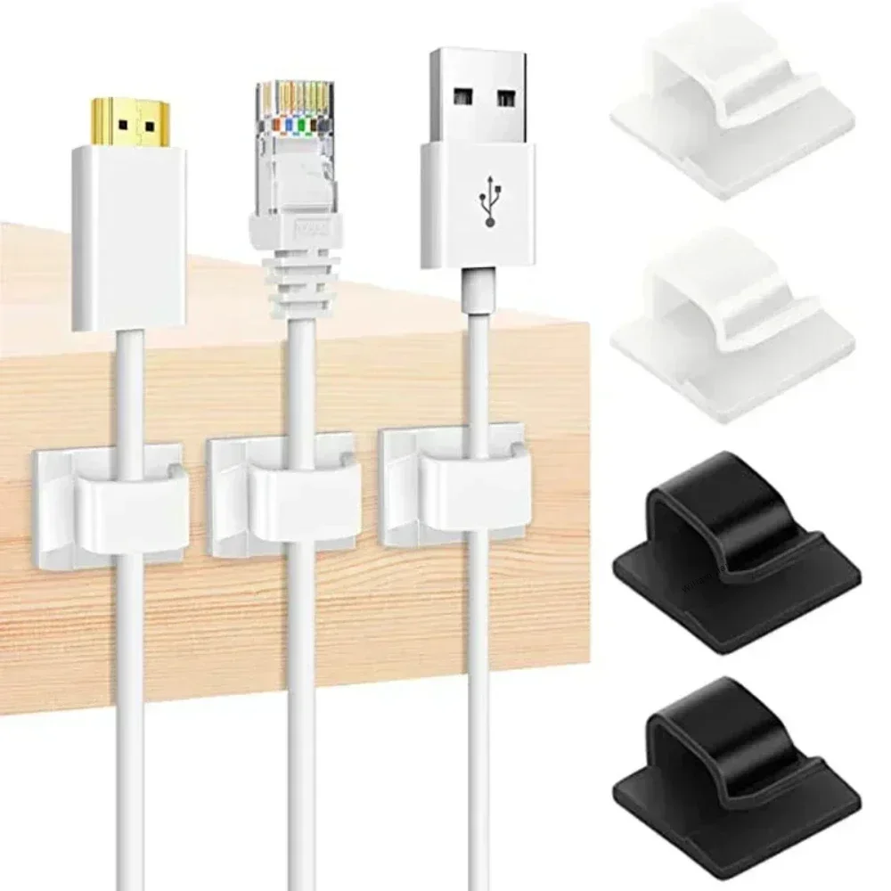10/50pcs Car Cable Clamp Accessories Self-adhesive Line Management Clips Wiring Electrical Equipment Supplies Home Improvement