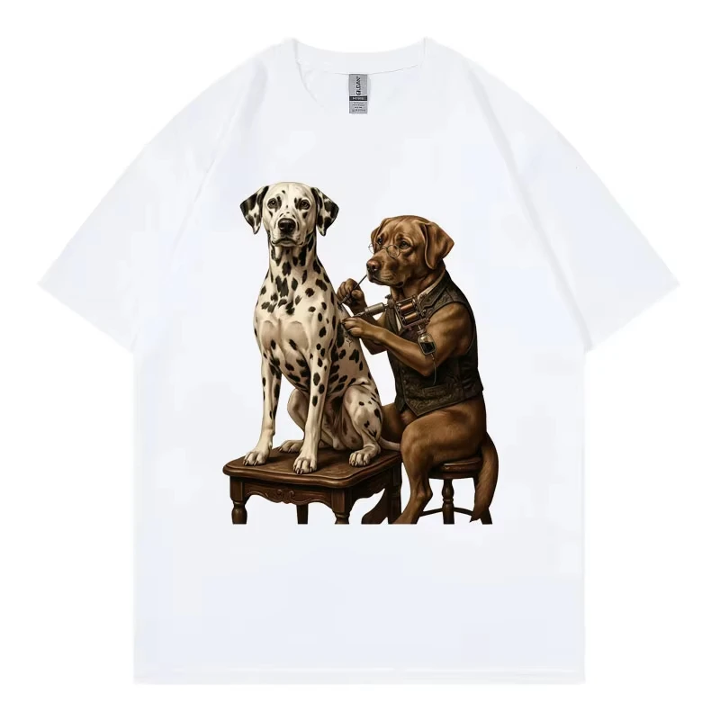 Tattoo Artist Funny Dog Meme Graphic T Shirts Men Women Fashion Vintage Short Sleeve T-shirts Summer Casual Loose Cotton T-shirt