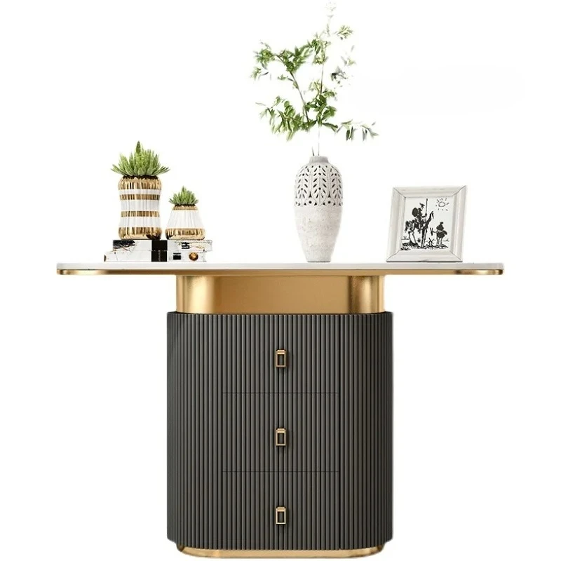 Light luxury entrance platform Entry end view platform Modern aisle corridor strip case against the wall Narrow table Entrance