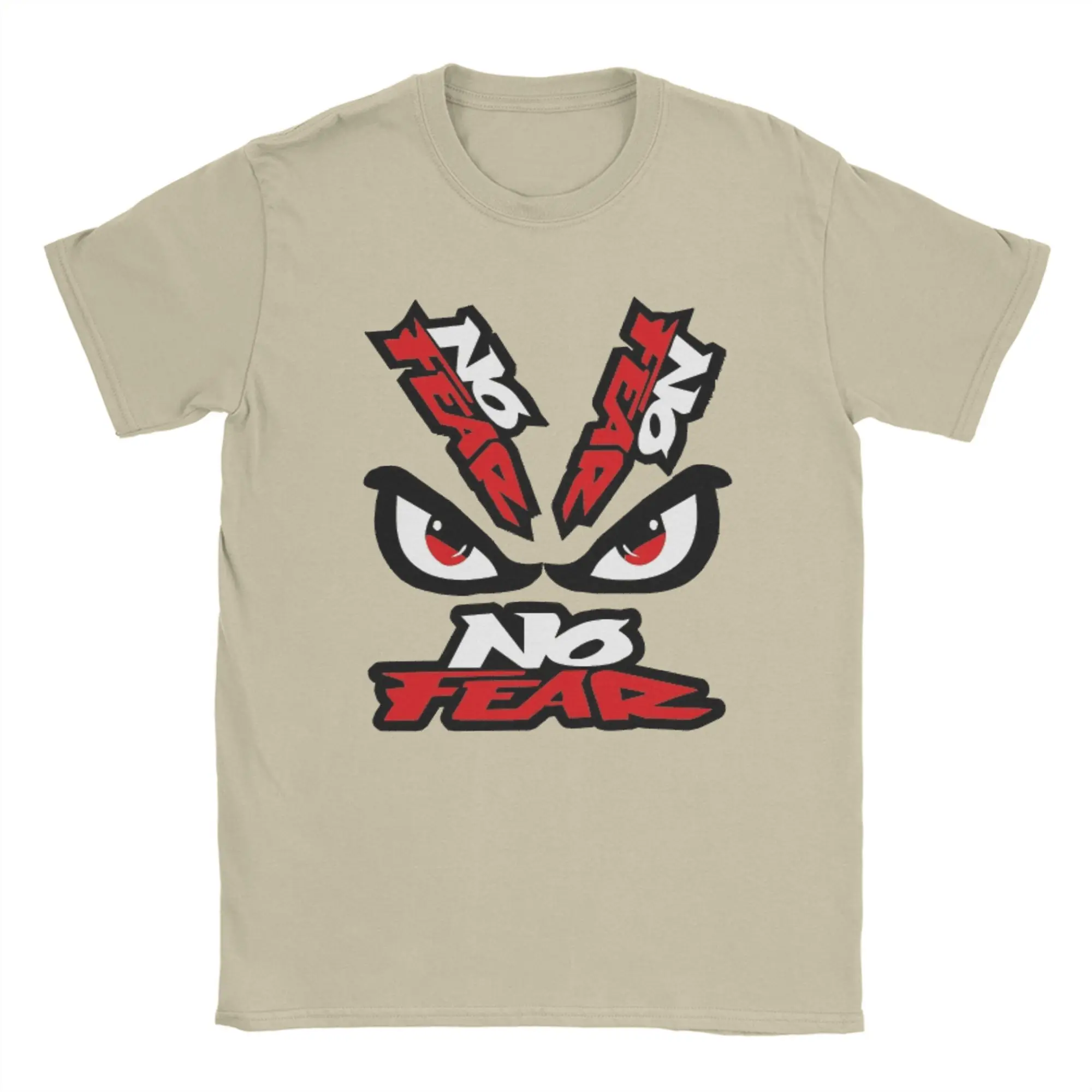 

Мужские футболки с принтом NO FEAR NO FEAR и глаза, винтажные футболки из чистого хлопка, футболки с круглым вырезом и короткими рукавами, одежда с принтом