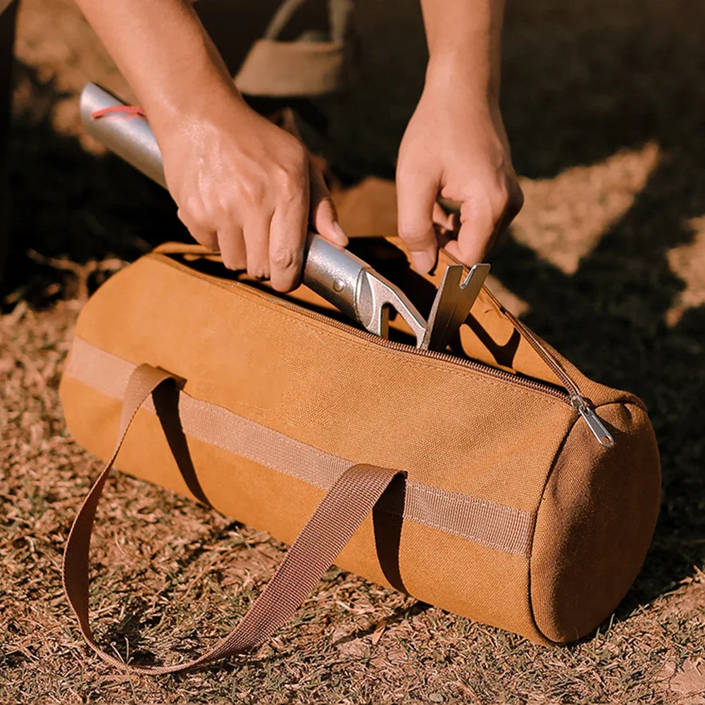 Canvas Ground Nail Bag Large Capacity Camping Tool Organizer Bag Lightweight Tent Peg Ground Nail Holder Bag for Outdoor Camping