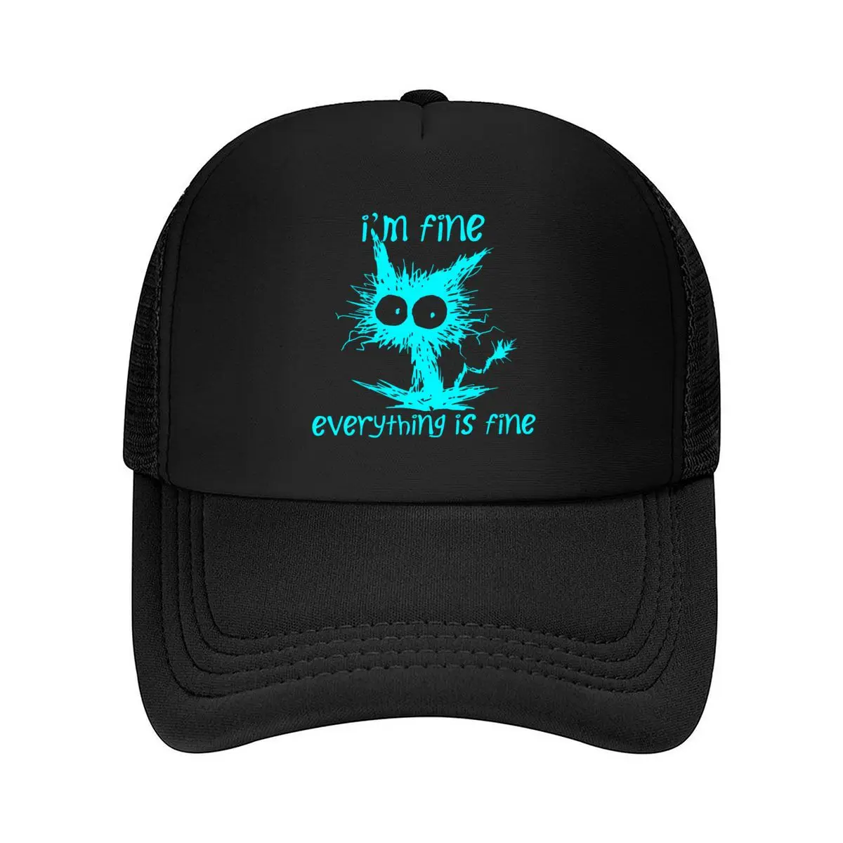 Funny Cat Im Fine Everything Is Fine Mesh Baseball Cap Hip Hop