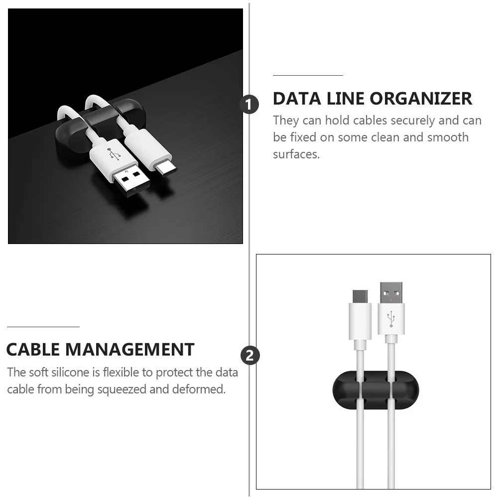 4pcs Cable Manager Silicone ganizer Self Adhesive Cord Clips Holder Desktop Wire Management Earphone Protector Cable