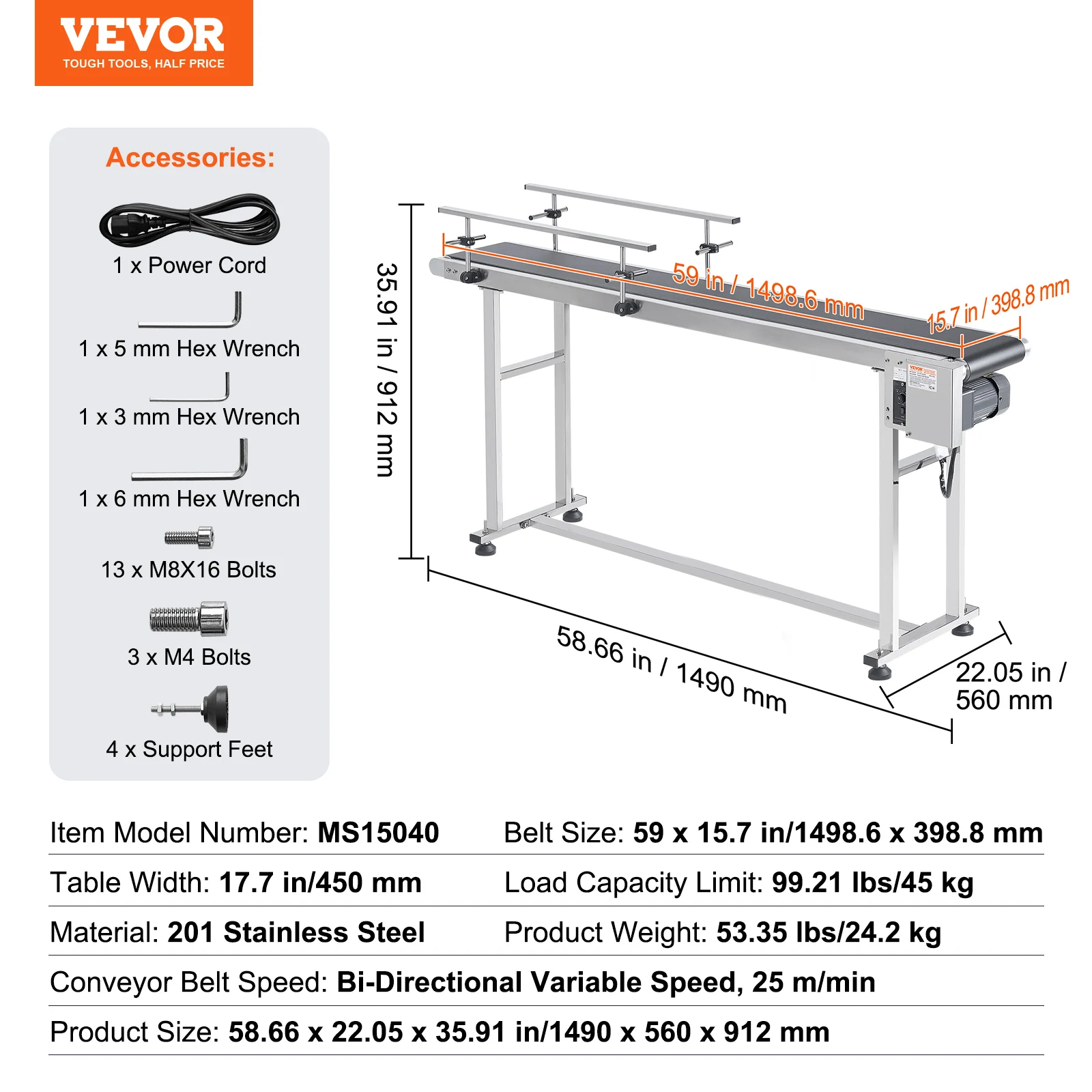 SucceBuy PVC-bandtransporttafel Dubbele vangrail Roestvrij staal Gemotoriseerd instelbare snelheid voor fabrieksinkjetcodering aangedreven